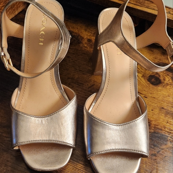 Coach Metallic Leather Marla Sandals Heels 10 sold out online - Picture 5 of 7